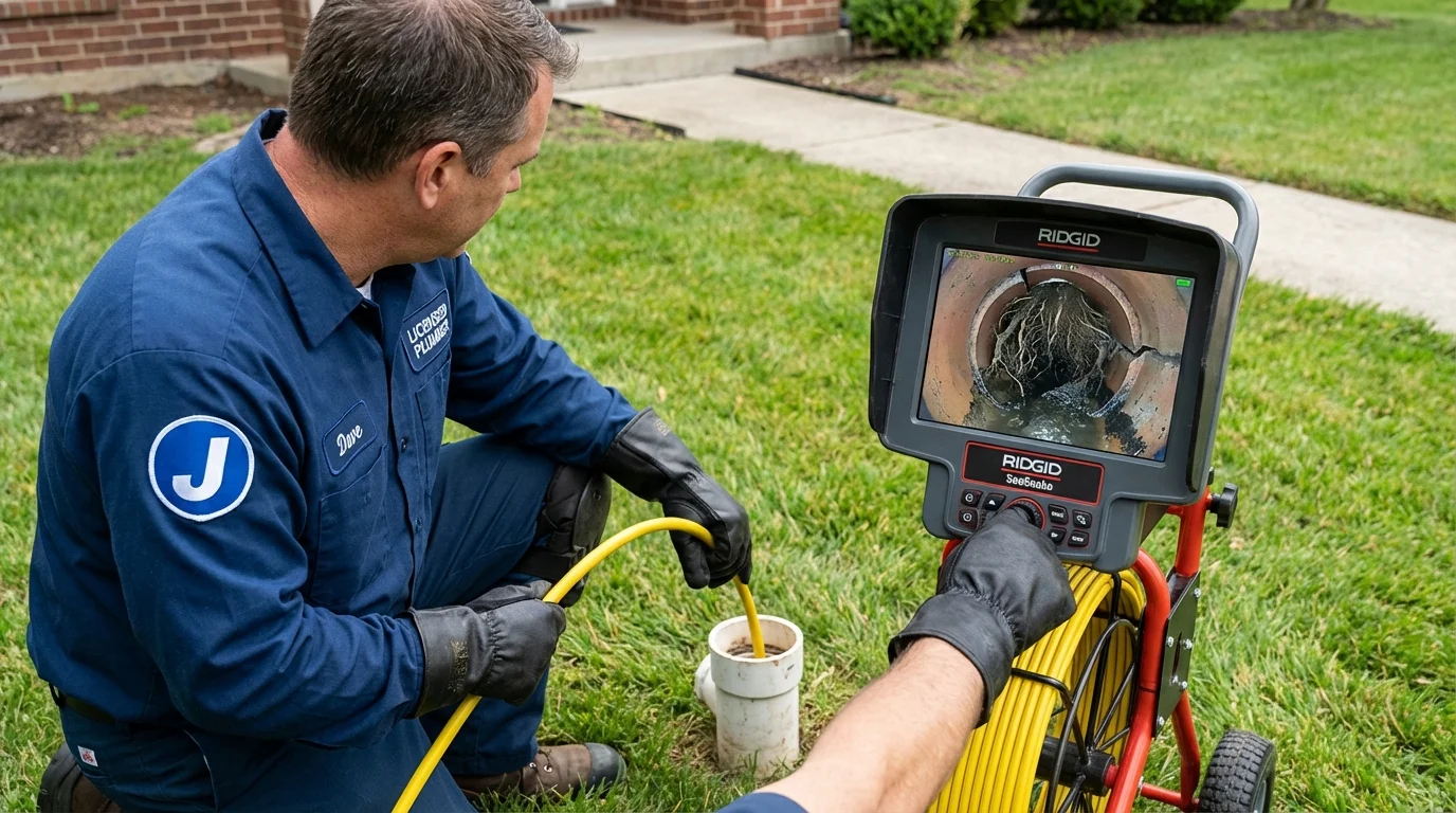 Sewer camera inspection being performed by Johns Plumbing LLC in Youngstown