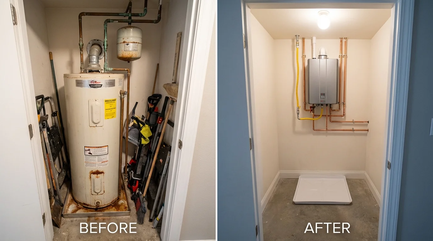 Tank water heater versus wall-mounted tankless unit comparison for Youngstown, OH homeowners